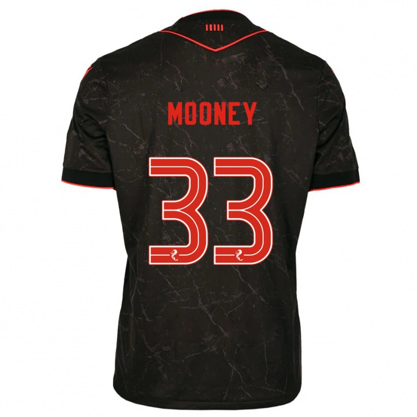 Danxen Bambino Maglia Evan Mooney #33 Nero Rosso Kit Gara Away 2025/26 Maglietta