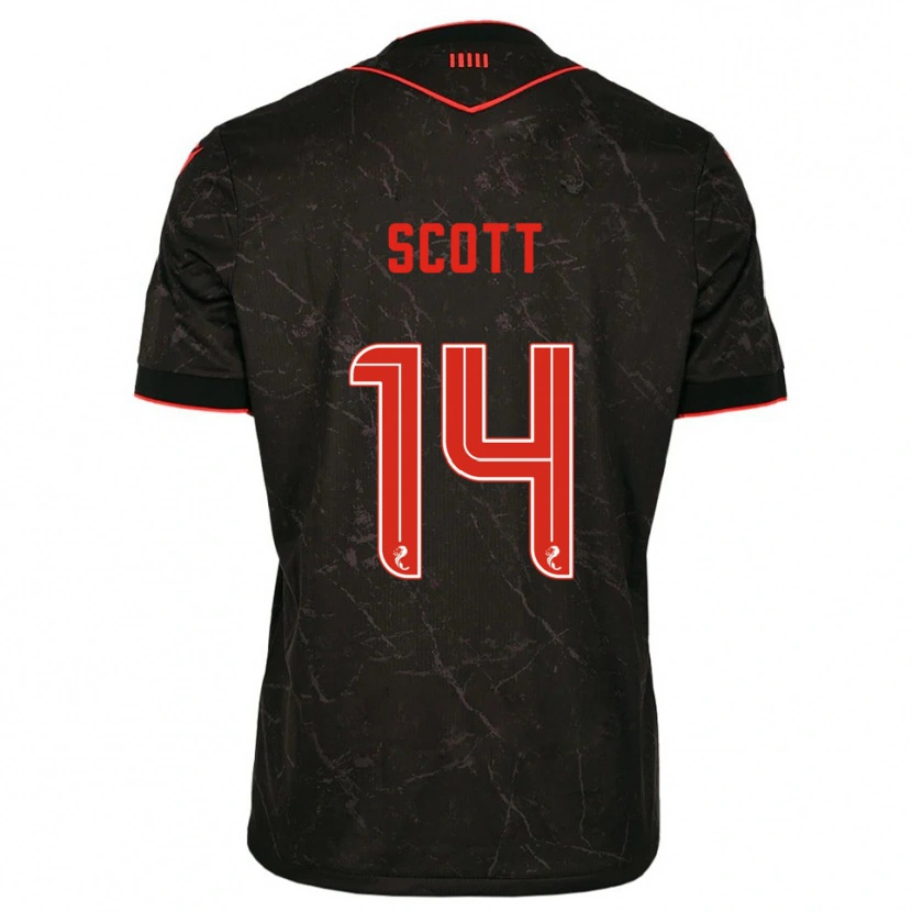 Danxen Bambino Maglia James Scott #14 Nero Rosso Kit Gara Away 2025/26 Maglietta