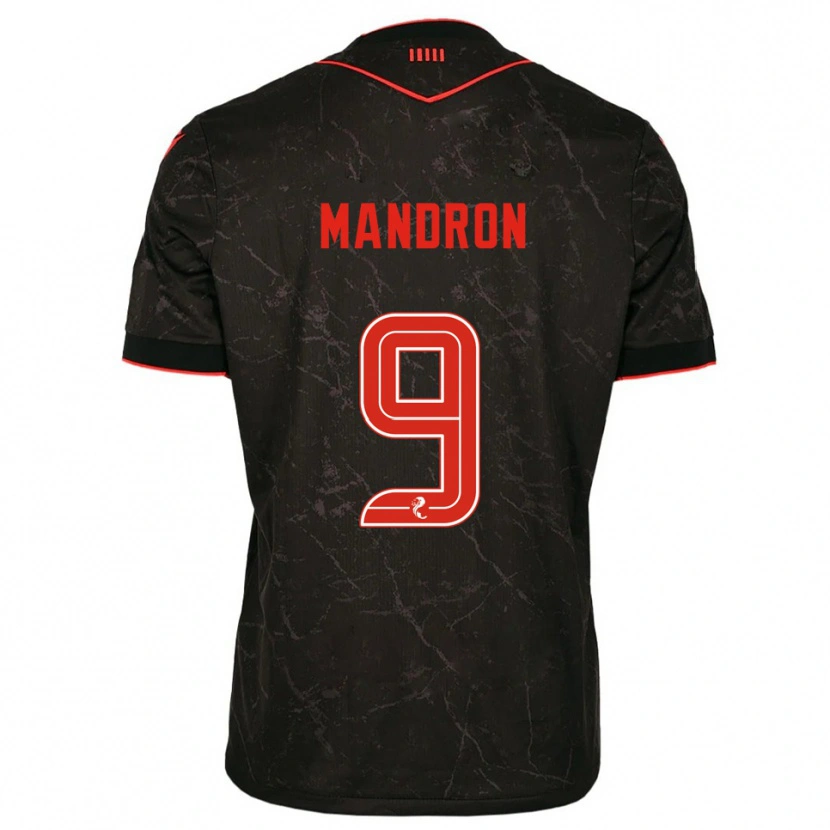 Danxen Bambino Maglia Mikael Mandron #9 Nero Rosso Kit Gara Away 2025/26 Maglietta