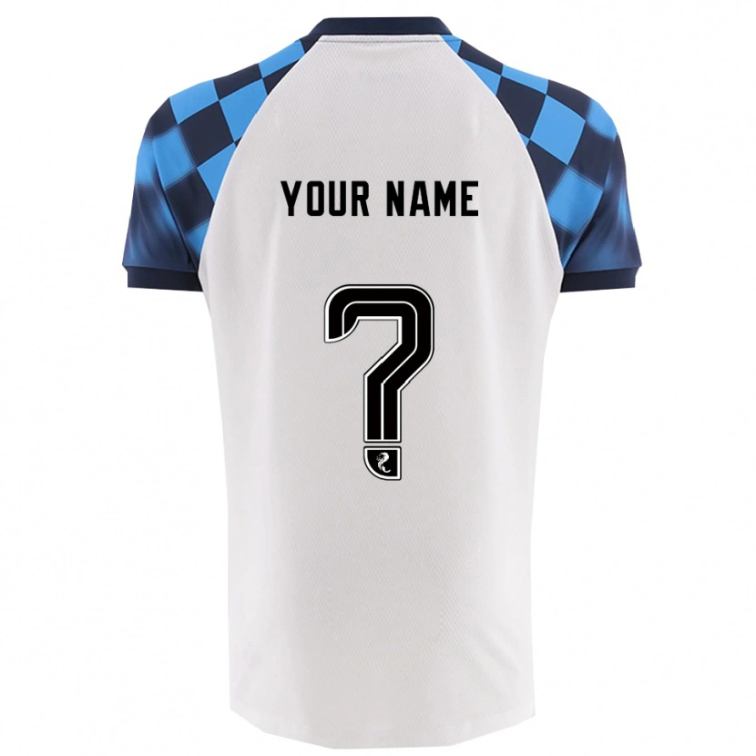 Danxen Bambino Maglia Il Tuo Nome #0 Bianco Azzurro Kit Gara Away 2025/26 Maglietta
