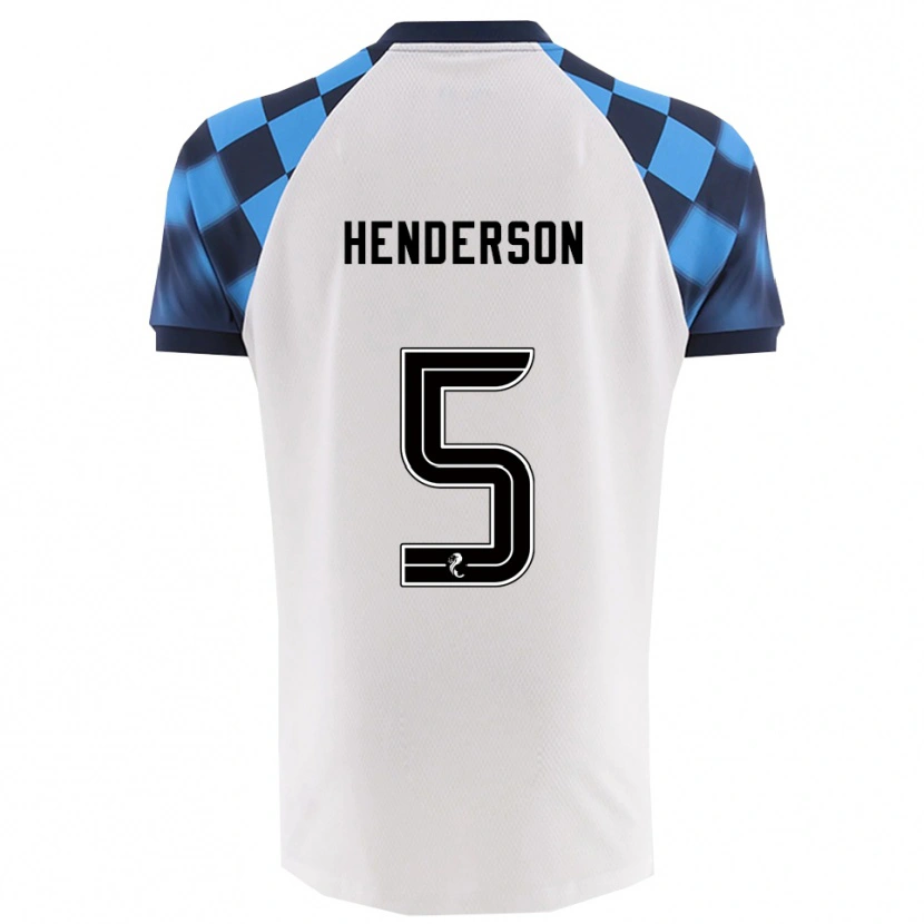 Danxen Bambino Maglia Liam Henderson #5 Bianco Azzurro Kit Gara Away 2025/26 Maglietta
