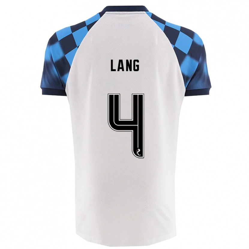 Danxen Bambino Maglia Tom Lang #4 Bianco Azzurro Kit Gara Away 2025/26 Maglietta