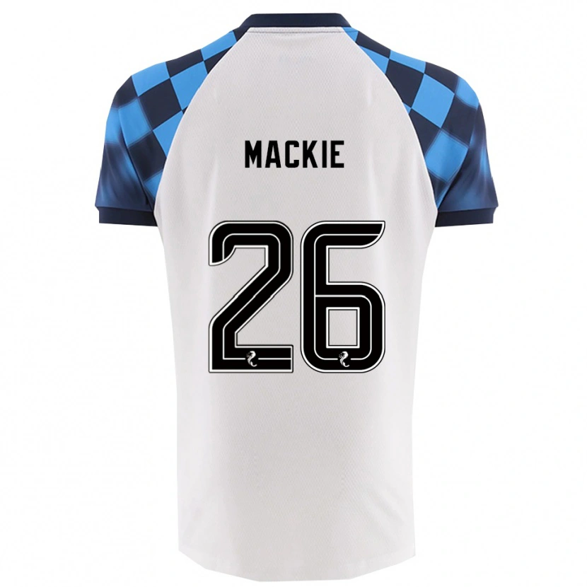 Danxen Bambino Maglia Sean Mackie #26 Bianco Azzurro Kit Gara Away 2025/26 Maglietta