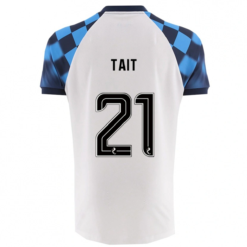 Danxen Bambino Maglia Dylan Tait #21 Bianco Azzurro Kit Gara Away 2025/26 Maglietta