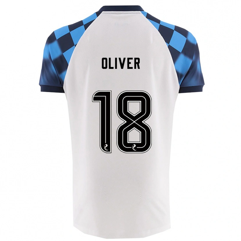 Danxen Bambino Maglia Gary Oliver #18 Bianco Azzurro Kit Gara Away 2025/26 Maglietta
