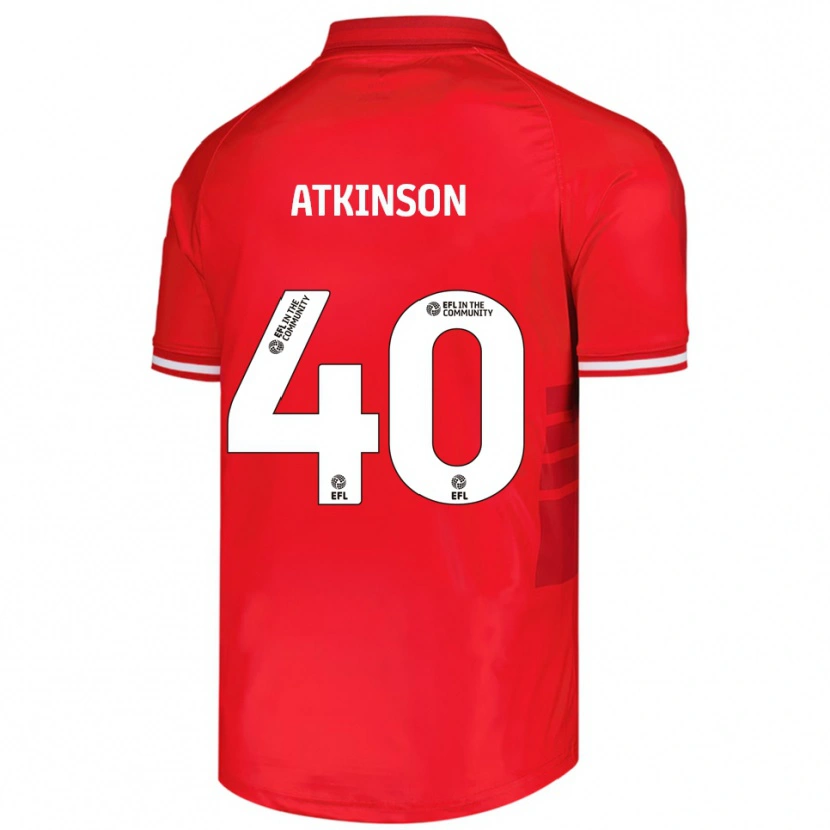 Danxen Uomo Maglia Aaron Atkinson #40 Rosso Bianco Kit Gara Home 2025/26 Maglietta