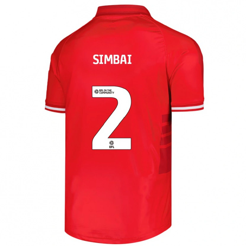 Danxen Uomo Maglia Kingston Simbai #2 Rosso Bianco Kit Gara Home 2025/26 Maglietta