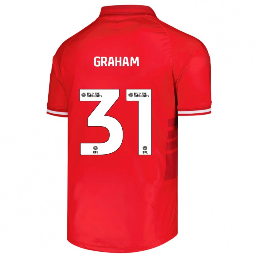 Danxen Uomo Maglia Kieran Graham #31 Rosso Bianco Kit Gara Home 2025/26 Maglietta