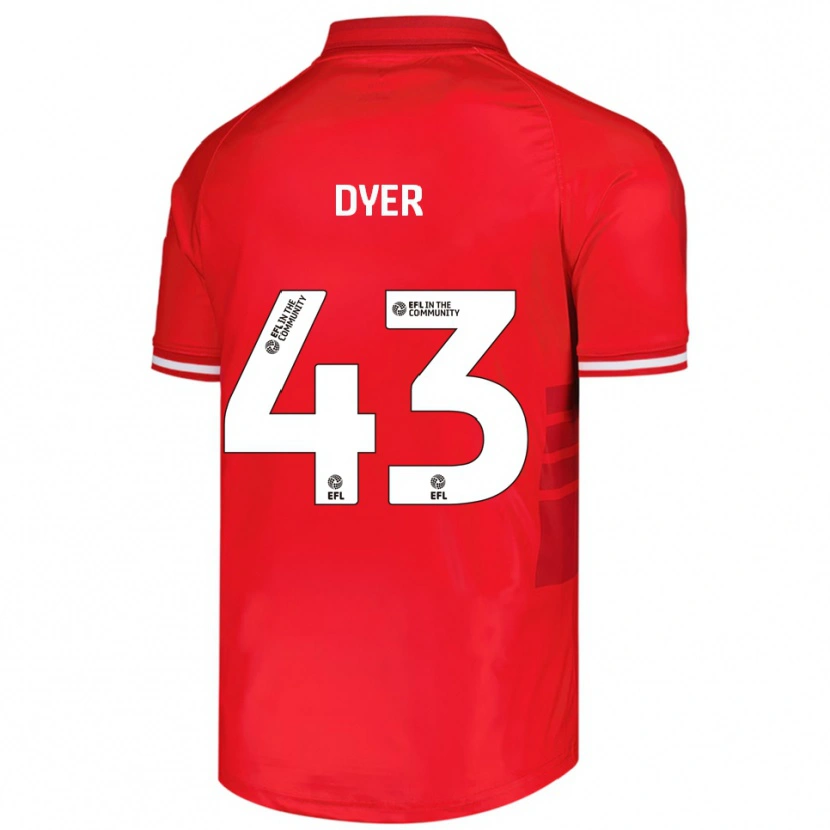Danxen Uomo Maglia Josiah Dyer #43 Rosso Bianco Kit Gara Home 2025/26 Maglietta