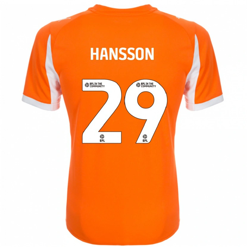 Danxen Uomo Maglia Emil Hansson #29 Arancione Bianco Kit Gara Home 2025/26 Maglietta