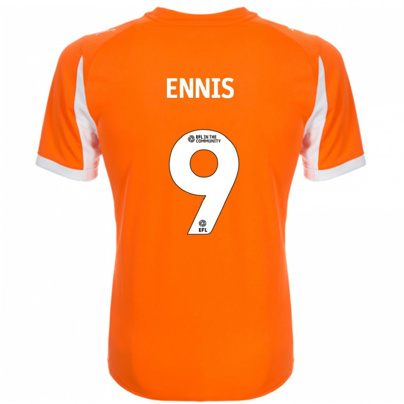 Danxen Uomo Maglia Niall Ennis #9 Arancione Bianco Kit Gara Home 2025/26 Maglietta
