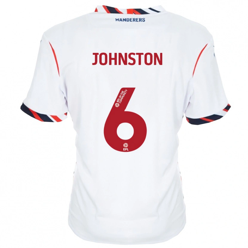 Danxen Uomo Maglia George Johnston #6 Bianco Rosso Kit Gara Home 2025/26 Maglietta
