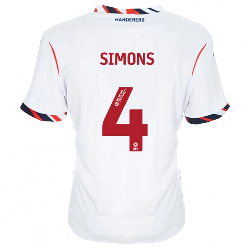 Danxen Uomo Maglia Xavier Simons #4 Bianco Rosso Kit Gara Home 2025/26 Maglietta