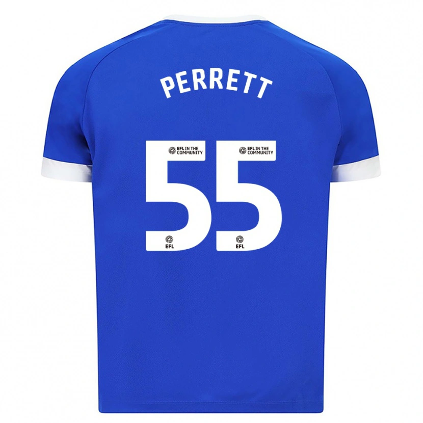Danxen Uomo Maglia Troy Perrett #55 Blu Bianco Kit Gara Home 2025/26 Maglietta