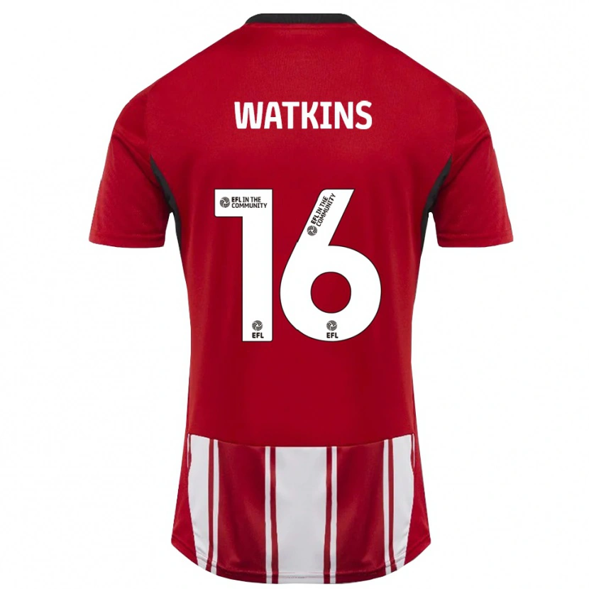 Danxen Uomo Maglia Zoe Watkins #16 Rosso Bianco Nero Kit Gara Home 2025/26 Maglietta