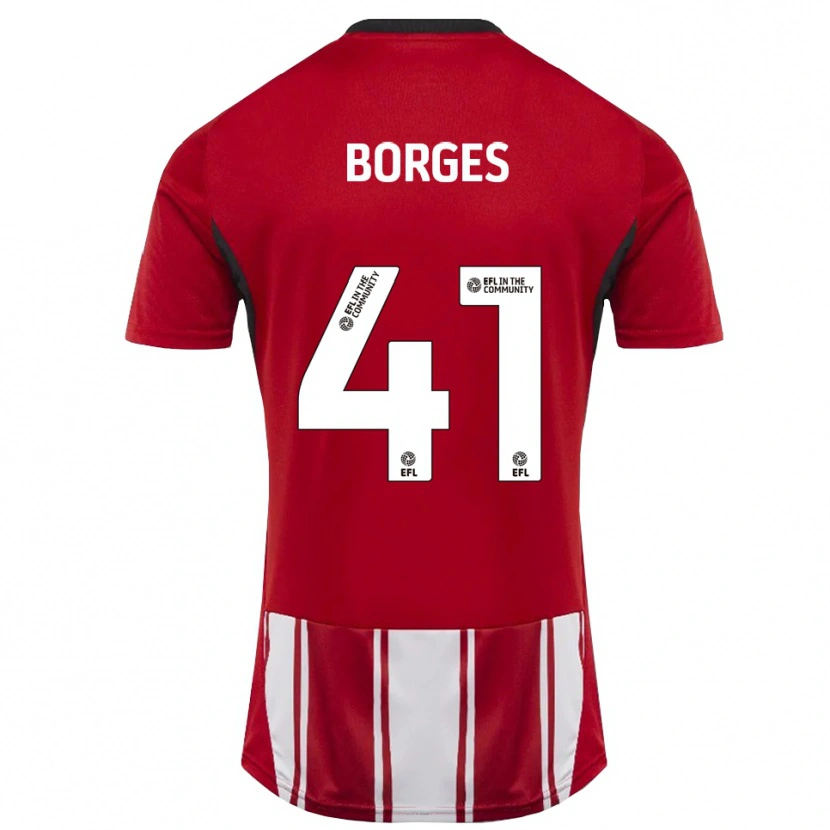 Danxen Uomo Maglia Pedro Borges #41 Rosso Bianco Nero Kit Gara Home 2025/26 Maglietta