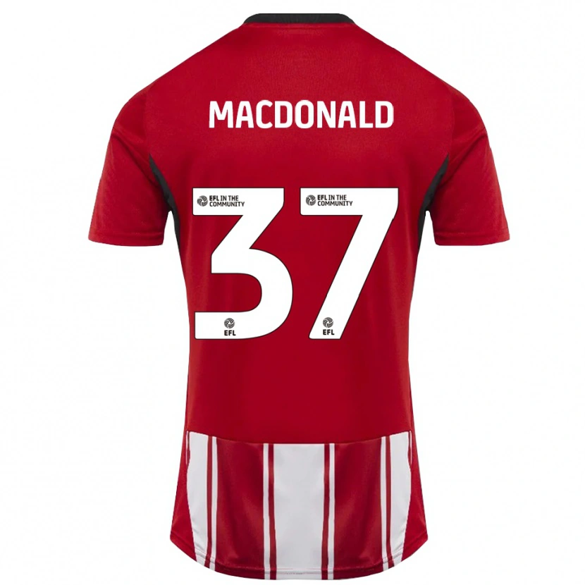 Danxen Uomo Maglia Shaun Macdonald #37 Rosso Bianco Nero Kit Gara Home 2025/26 Maglietta