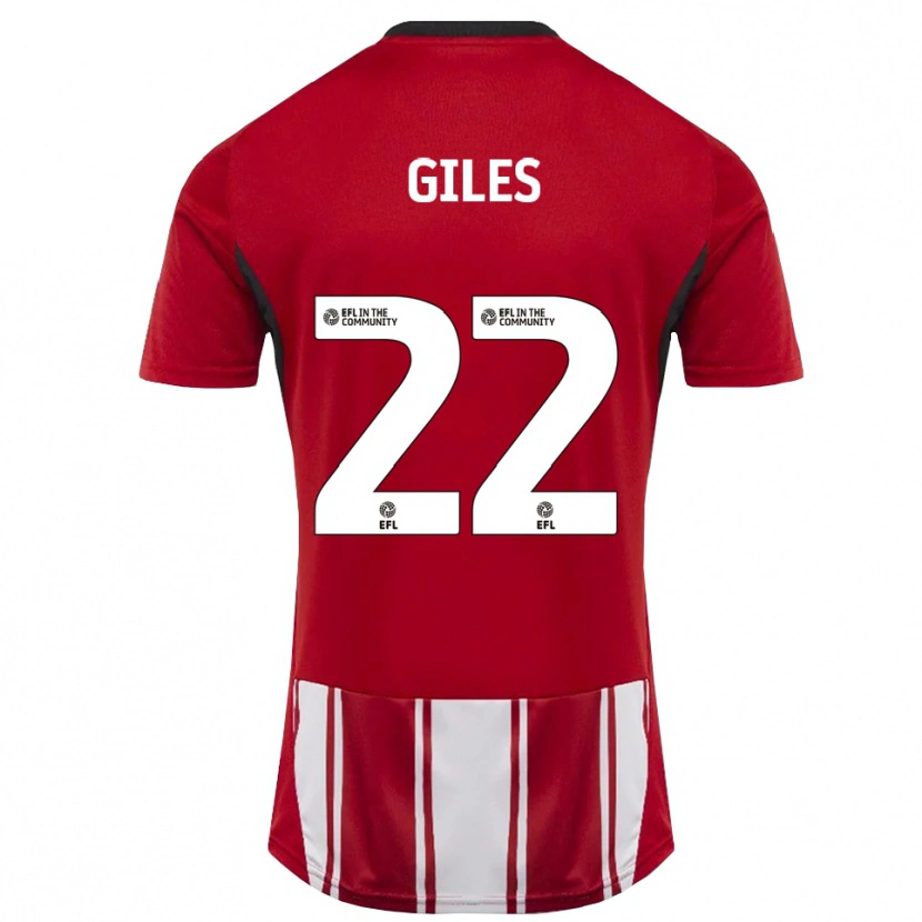Danxen Uomo Maglia Olivia Giles #22 Rosso Bianco Nero Kit Gara Home 2025/26 Maglietta