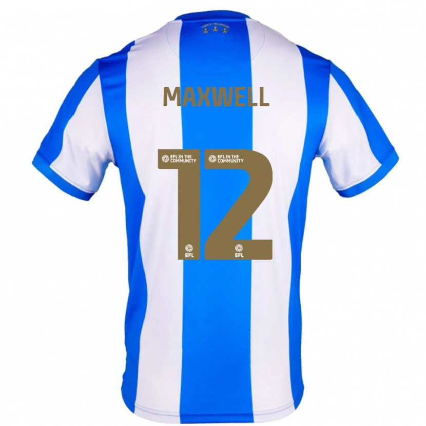 Danxen Uomo Maglia Chris Maxwell #12 Blu Bianco Kit Gara Home 2025/26 Maglietta