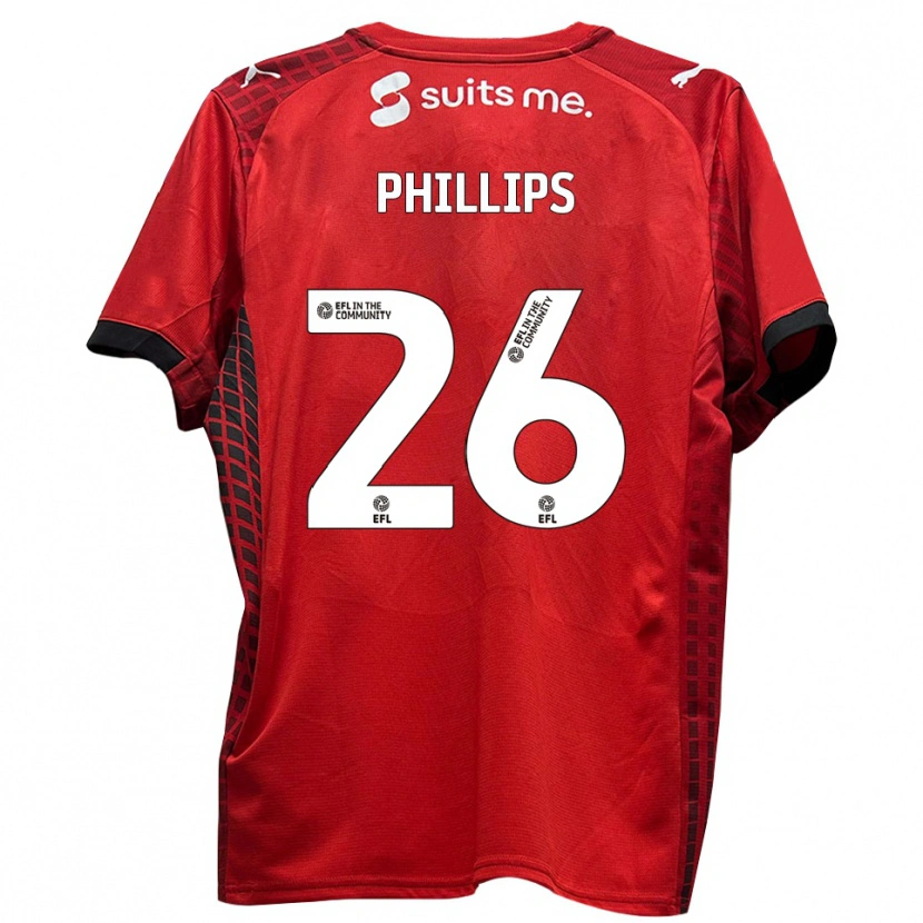 Danxen Uomo Maglia Noah Phillips #26 Rosso Nero Kit Gara Home 2025/26 Maglietta