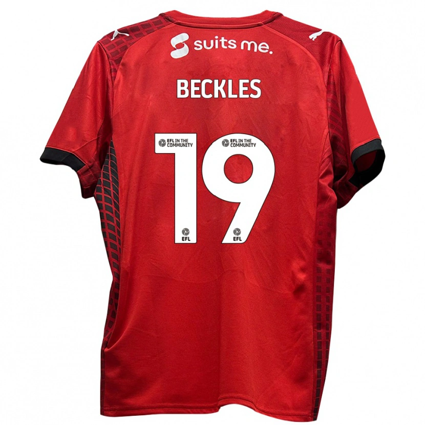 Danxen Uomo Maglia Omar Beckles #19 Rosso Nero Kit Gara Home 2025/26 Maglietta