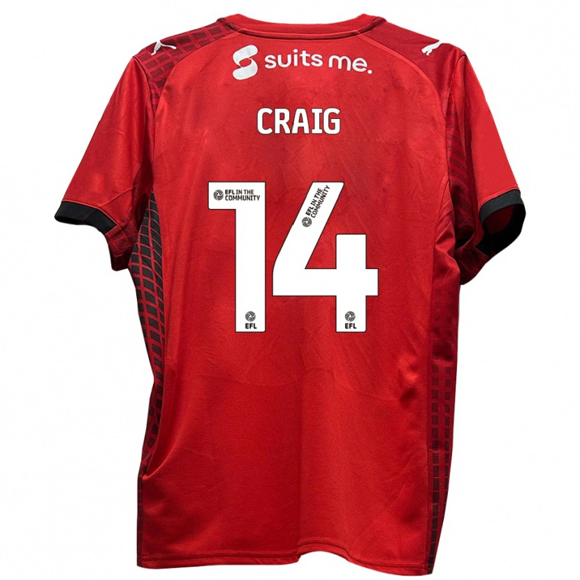 Danxen Uomo Maglia Michael Craig #14 Rosso Nero Kit Gara Home 2025/26 Maglietta