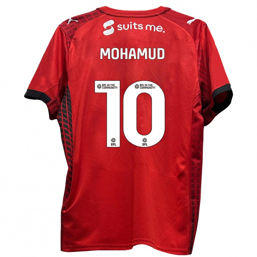 Danxen Uomo Maglia Abdi Mohamud #10 Rosso Nero Kit Gara Home 2025/26 Maglietta