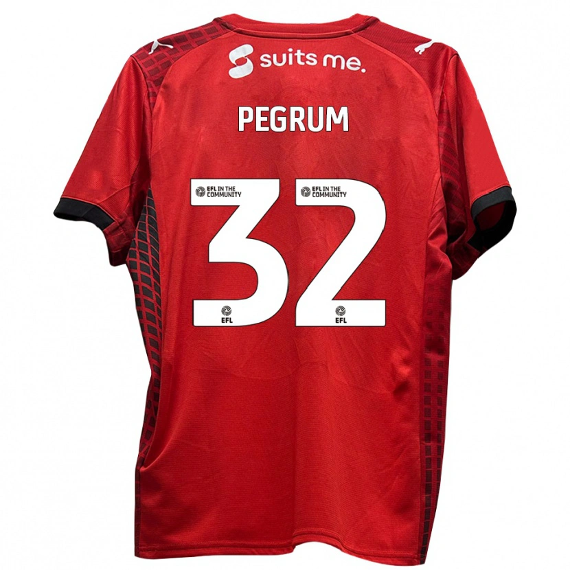 Danxen Uomo Maglia Charlie Pegrum #32 Rosso Nero Kit Gara Home 2025/26 Maglietta