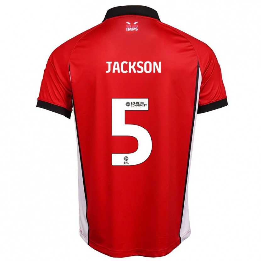 Danxen Uomo Maglia Adam Jackson #5 Rosso Bianco Kit Gara Home 2025/26 Maglietta