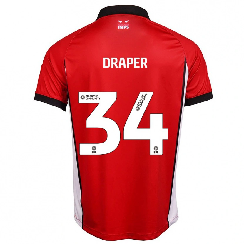 Danxen Uomo Maglia Freddie Draper #34 Rosso Bianco Kit Gara Home 2025/26 Maglietta