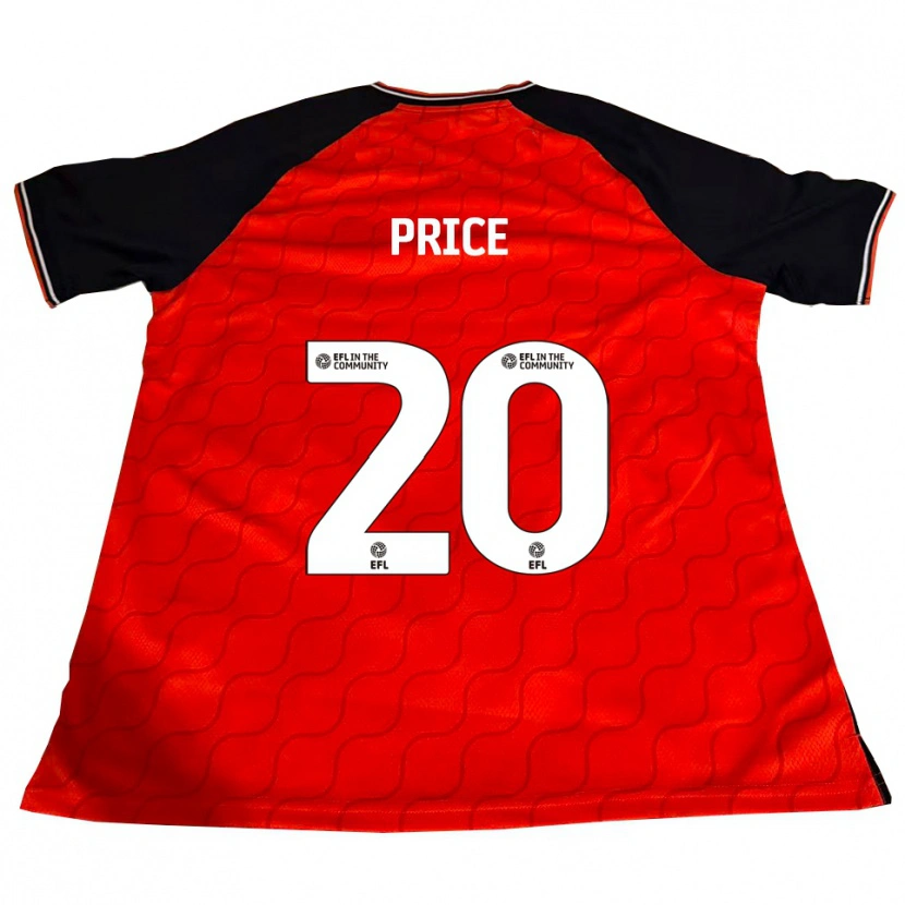 Danxen Uomo Maglia Erin Price #20 Arancione Nero Bianco Kit Gara Home 2025/26 Maglietta