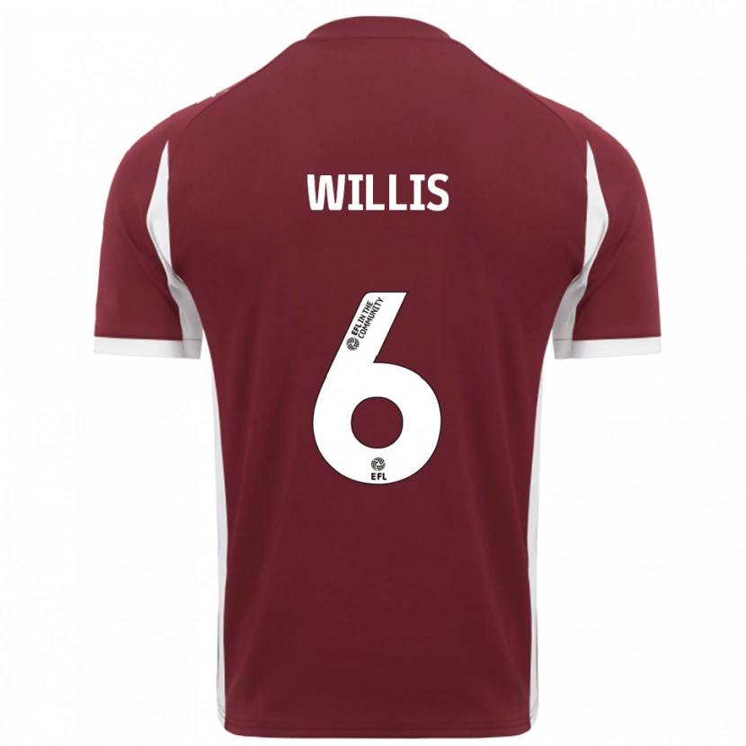 Danxen Uomo Maglia Jordan Willis #6 Bordeaux Bianco Kit Gara Home 2025/26 Maglietta