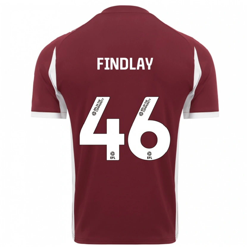 Danxen Uomo Maglia Freddie Findlay #46 Bordeaux Bianco Kit Gara Home 2025/26 Maglietta
