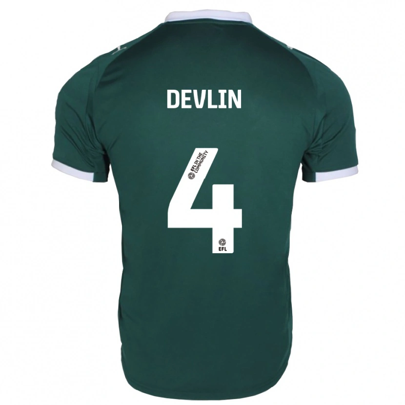 Danxen Uomo Maglia Billy Devlin #4 Verde Bianco Kit Gara Home 2025/26 Maglietta
