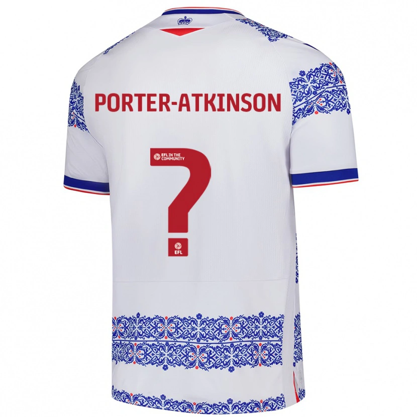 Danxen Uomo Maglia Jayden Porter-Atkinson #0 Bianco Blu Kit Gara Home 2025/26 Maglietta