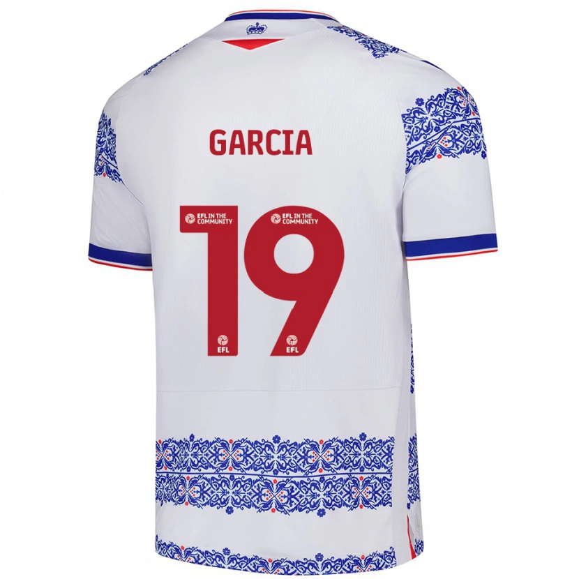 Danxen Uomo Maglia Andre Garcia #19 Bianco Blu Kit Gara Home 2025/26 Maglietta