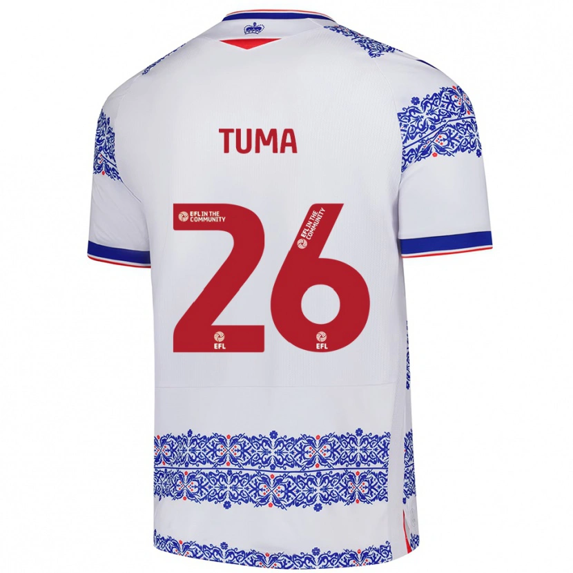 Danxen Uomo Maglia Basil Tuma #26 Bianco Blu Kit Gara Home 2025/26 Maglietta