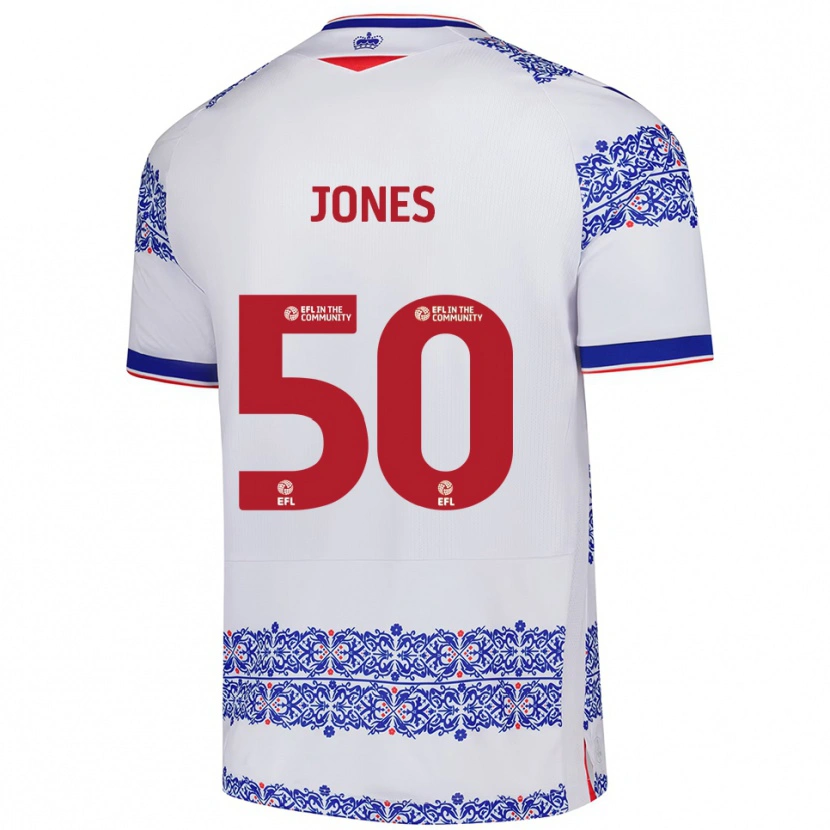 Danxen Uomo Maglia Jerae Jones #50 Bianco Blu Kit Gara Home 2025/26 Maglietta