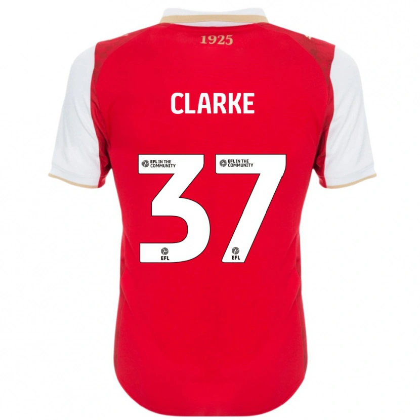 Danxen Uomo Maglia James Clarke #37 Rosso Bianco Kit Gara Home 2025/26 Maglietta