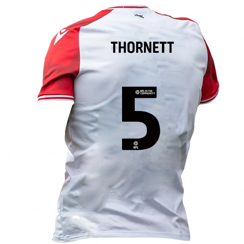 Danxen Uomo Maglia Alfie Thornett #5 Bianco Rosso Kit Gara Home 2025/26 Maglietta
