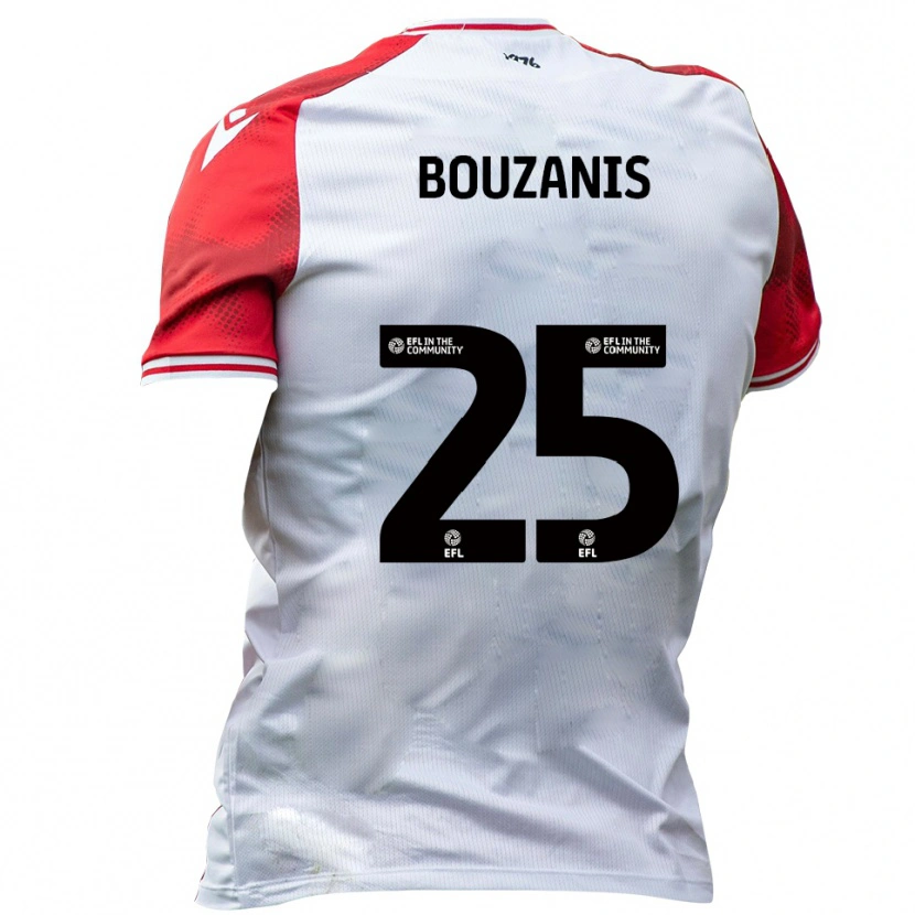 Danxen Uomo Maglia Dean Bouzanis #25 Bianco Rosso Kit Gara Home 2025/26 Maglietta