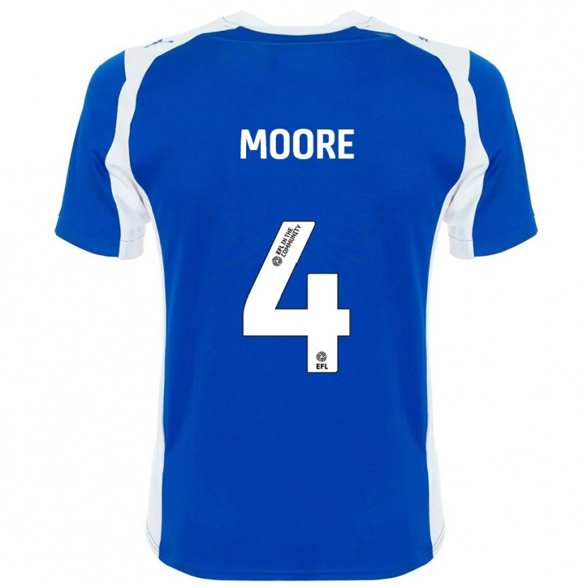Danxen Uomo Maglia Abbie Moore #4 Blu Bianco Kit Gara Home 2025/26 Maglietta