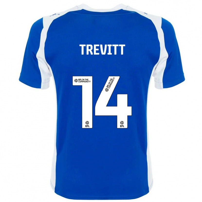 Danxen Uomo Maglia Ryan Trevitt #14 Blu Bianco Kit Gara Home 2025/26 Maglietta