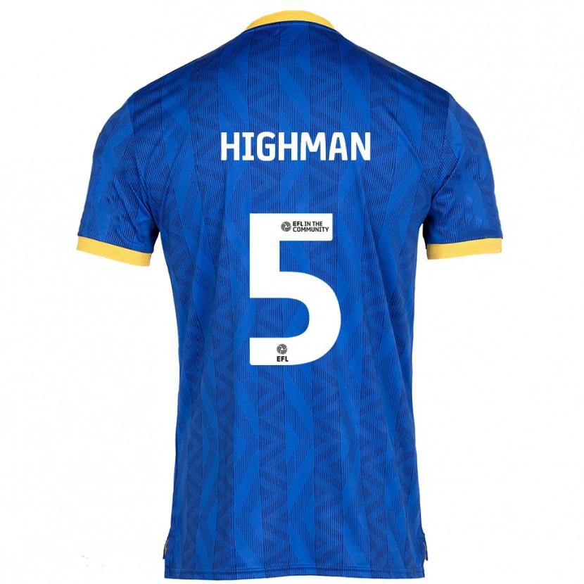 Danxen Uomo Maglia Kelly Highman #5 Blu Navy Giallo Kit Gara Home 2025/26 Maglietta