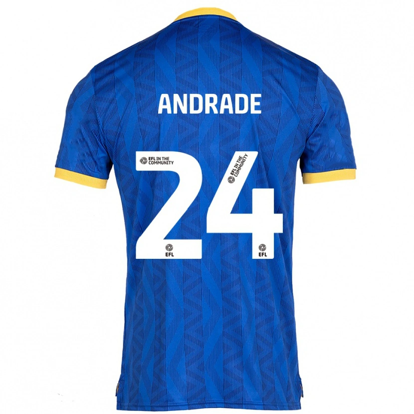 Danxen Uomo Maglia Eduarda Andrade #24 Blu Navy Giallo Kit Gara Home 2025/26 Maglietta