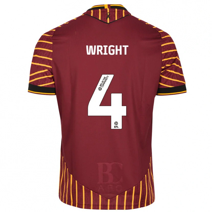 Danxen Uomo Maglia Joe Wright #4 Arancione Bordeaux Kit Gara Home 2025/26 Maglietta