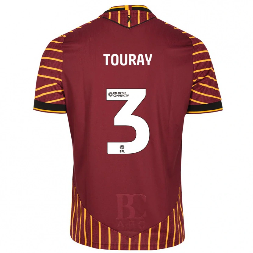 Danxen Uomo Maglia Ibou Touray #3 Arancione Bordeaux Kit Gara Home 2025/26 Maglietta