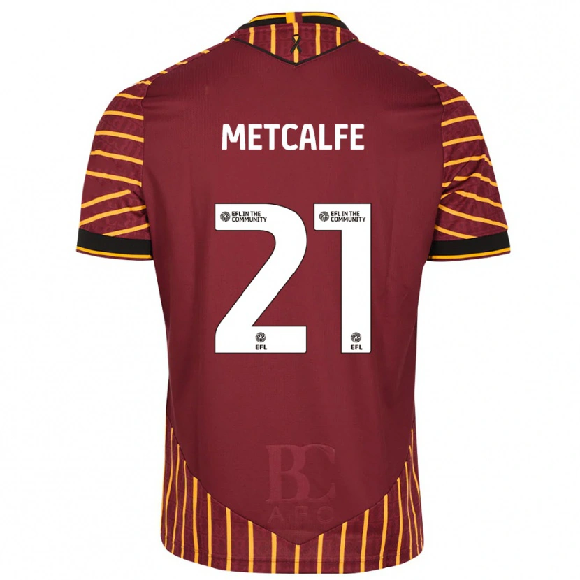 Danxen Uomo Maglia Jenson Metcalfe #21 Arancione Bordeaux Kit Gara Home 2025/26 Maglietta