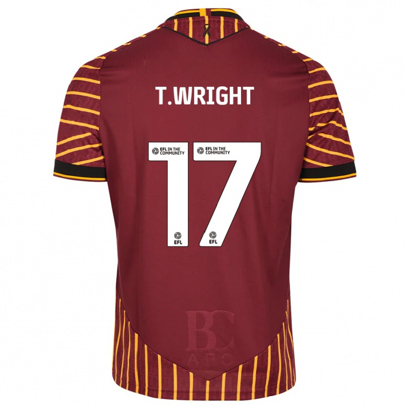 Danxen Uomo Maglia Tyreik Wright #17 Arancione Bordeaux Kit Gara Home 2025/26 Maglietta
