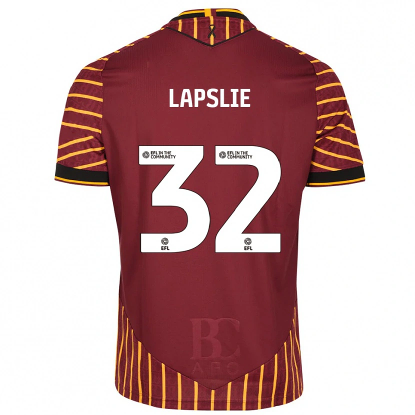 Danxen Uomo Maglia George Lapslie #32 Arancione Bordeaux Kit Gara Home 2025/26 Maglietta